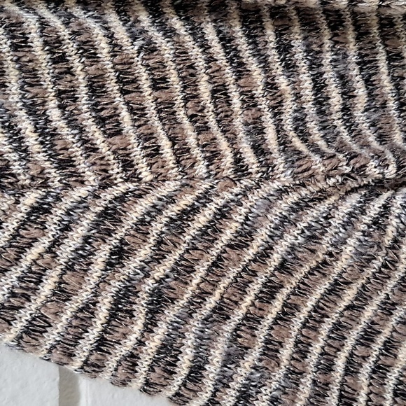 Style & Co Tan,black & cream gold Shimmer Fringe Sweater Cardigan. Size Medium - Picture 5 of 11